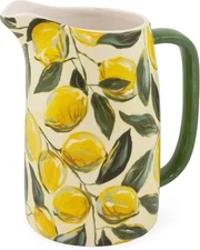 Ceramic Drink Pitcher, 5.5 Cups, Painterly Lemons
