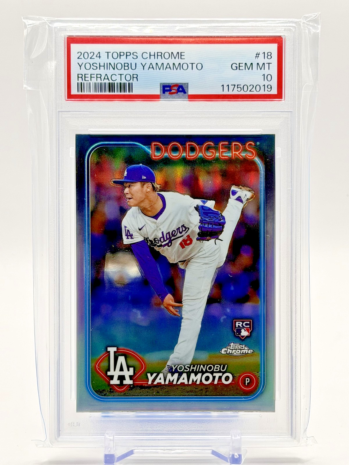 2024 Topps Chrome Yoshinobu Yamamoto Refractor RC # 18 Dodgers PSA 10