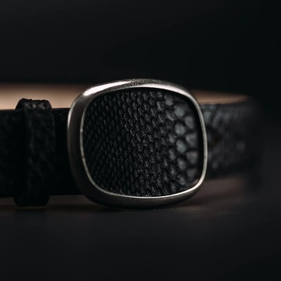 Genuine Exotic Python Snakeskin Western Belt with Removable Buckle - Black