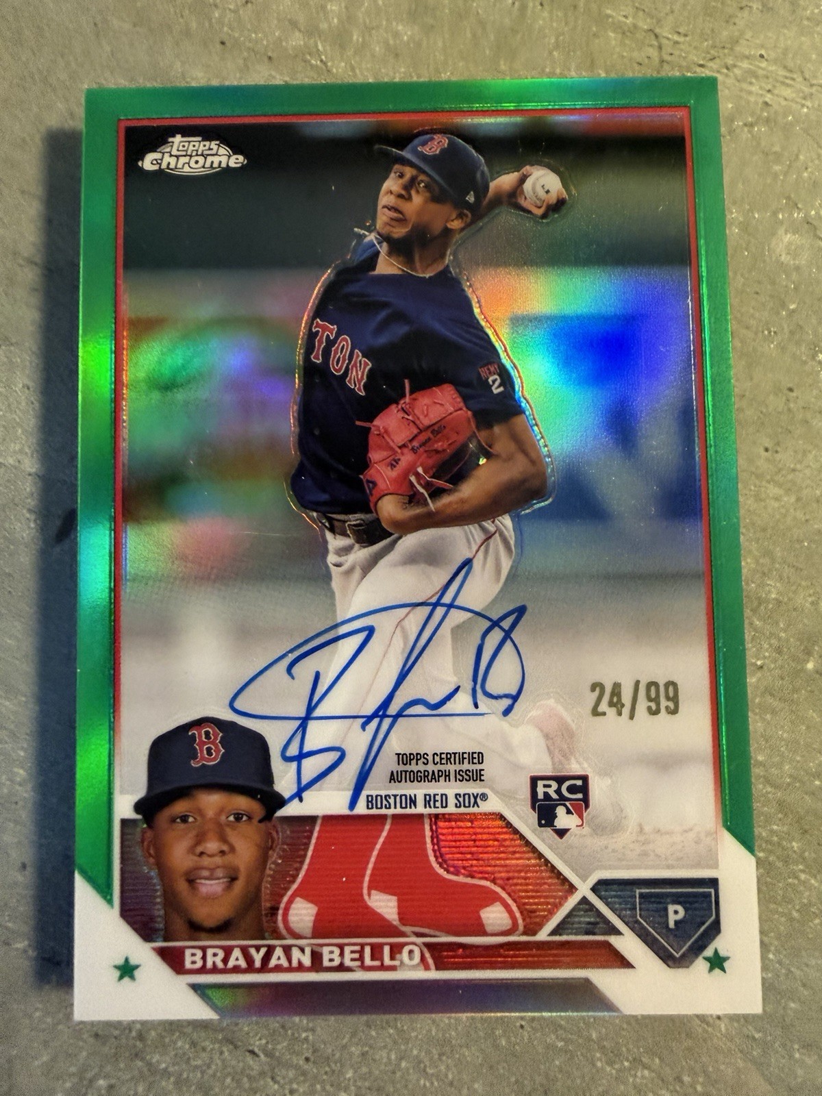 2023 Topps Chrome Brayan Bello Green Refractor AUTO RC /99 Clean! 💎 Red Sox