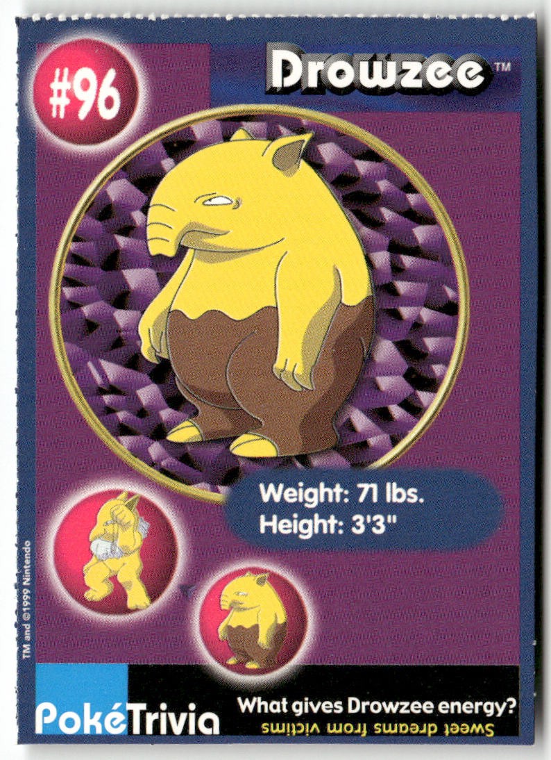 Drowzee #96 PokeTrivia Pokemon 1999 Vintage 1st Movie Promo Card