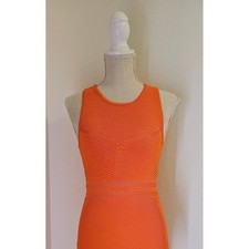 Derek Heart Womens Orange Knit Mini Dress Crew Neck Sleeveless Size S
