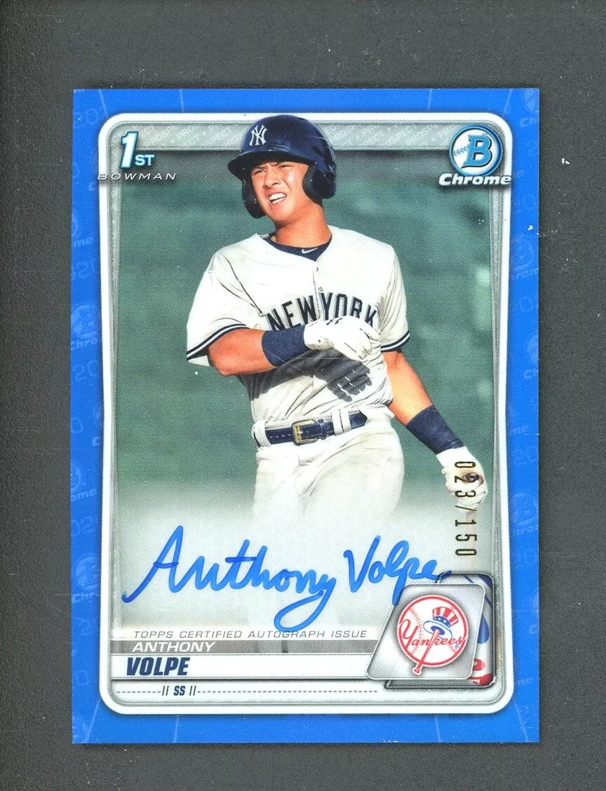 2020 Bowman Chrome Blue Refractor Anthony Volpe Yankees RC Rookie AUTO /150