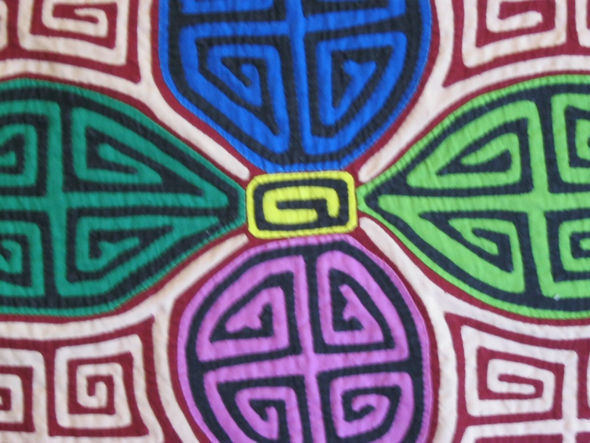 Kuna Native Hand-Stitch Panama Mola E1164L Balanced Geometric | eBay