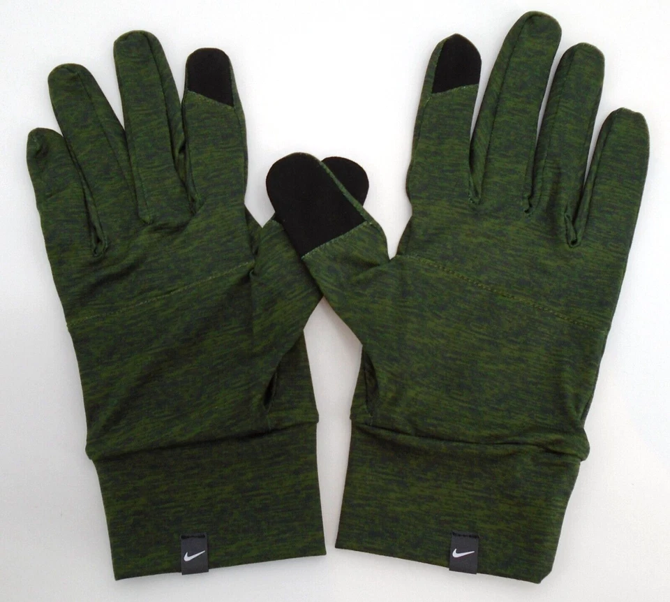 Guantes Nike Dri-Fit para hombre elemento grande correr verde áspero/oliva/plateado Foto 3 de 4