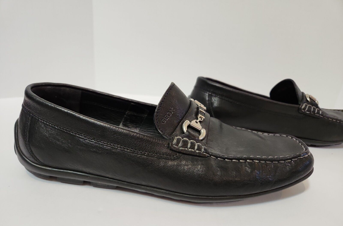 NEW Geox Respira Moner Black Pebbled Italian Leather Driving Loafers Men 12 EU45 Geox Respira BLACK Italian Leather Loafers Driving Moccasins  main image 3