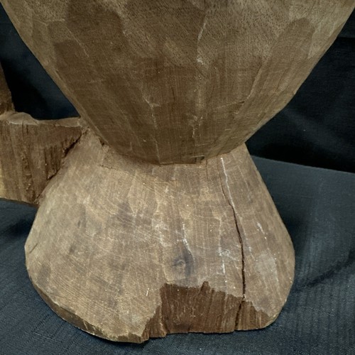 Handgeschnitzter antiker früher Holzmörser alter primitiver Schleifer Topfgriff Hocker - Bild 24 von 24