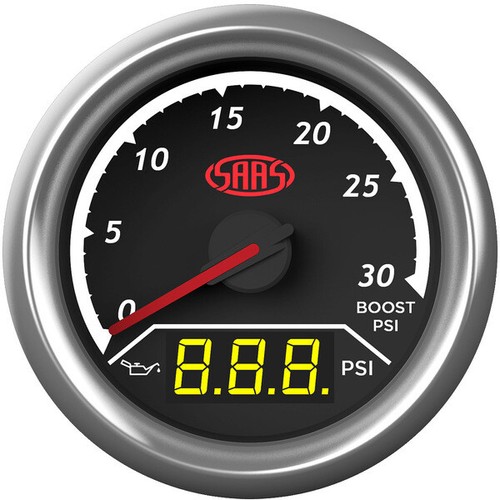 SAAS Trax SG611230 Boost 30PSi + Oil pressure Dual gauge 52mm 2" black - Picture 2 of 3