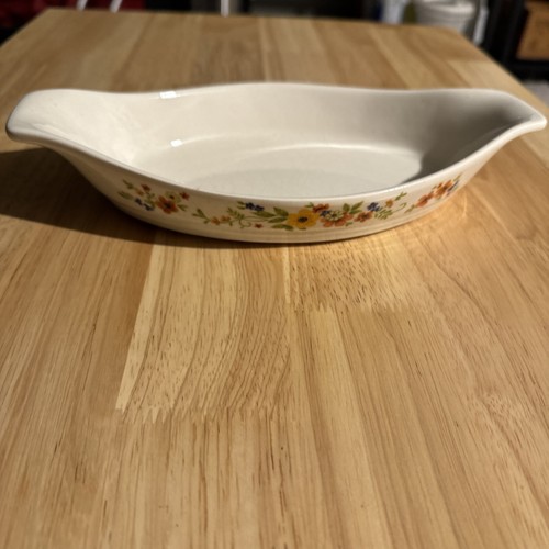 Vintage 1980 Sweet Flowers BAKE SERVE'n STORE STONEWARE Soufflé Dish