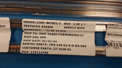 (2 PCS) TMS-120-02-S-D-RA-040 SAMTEC Conn Header POS 1.27mm Solder RA Tru-Hole