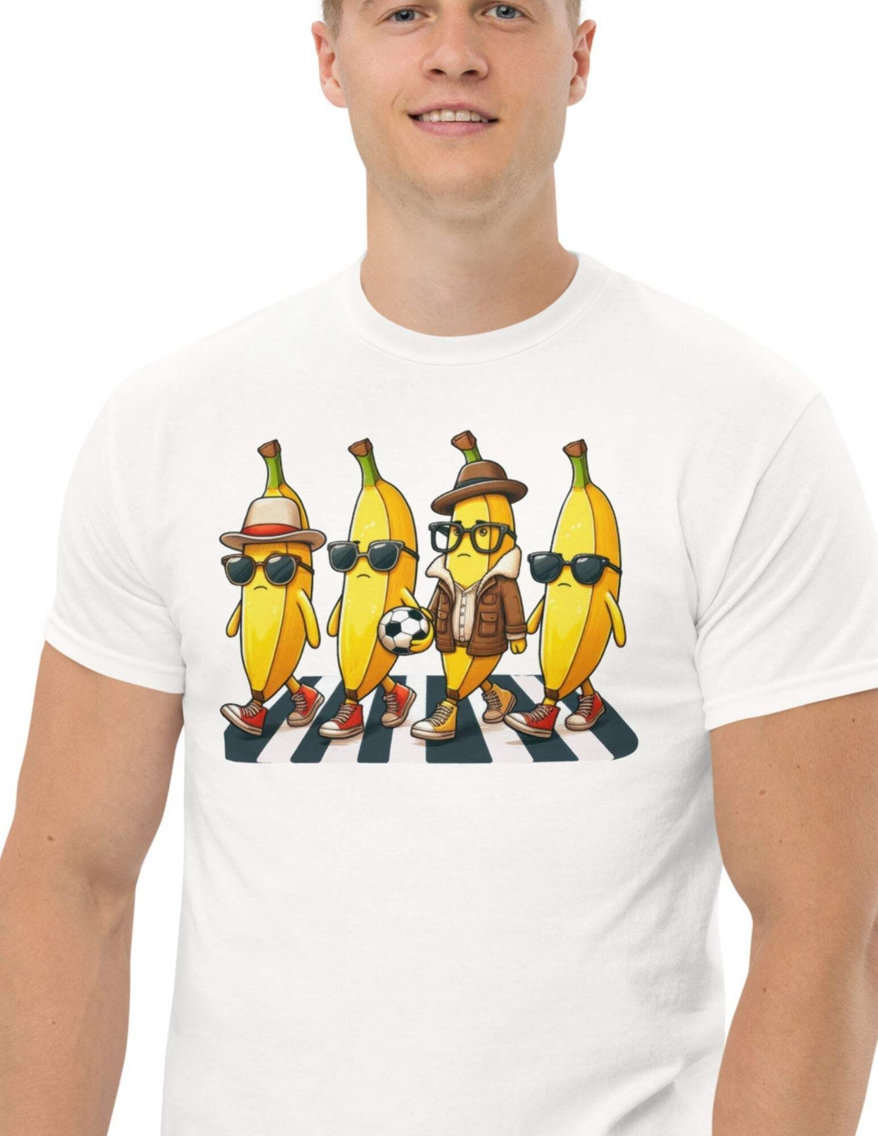 Camiseta de fútbol Banana Walking - Divertida camiseta de algodón con gráficos de fútbol