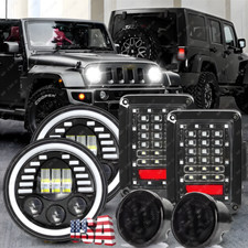 For 2007-18 Jeep Wrangler Jk Combo 7 Round Led Headlight Tail Light Turn Lights