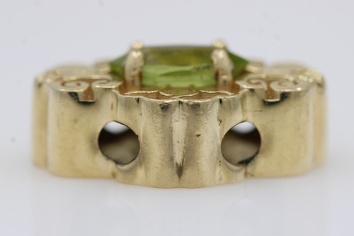 14K Yellow Gold Emerald Cut Peridot Bracelet Slide Charm 3.1 Grams - Picture 3 of 8