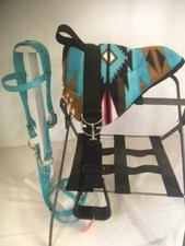 MINIATURE HORSE / SM PONY BAREBACK SADDLE PAD SET - TURQUOISE SW - CINCH