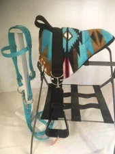 MINIATURE HORSE / SM PONY BAREBACK SADDLE PAD SET - TURQUOISE  SW - CINCH
