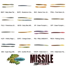 Missile Baits Quiver Worm (MBQ45) Any 8 Colors 4.5 Inch NED Neko Shaky Head