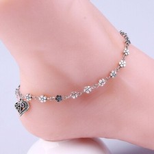 Women's Fashion Jewelry Silver Flowers Heart Bohemian Anklet Ankle Bracelet 271