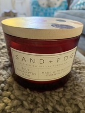 SAND & FOG Large 340g/12oz *BLUE EUCALYPTUS & FIR* Scented SOY 2 WICK Candle