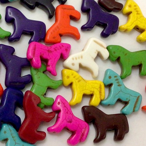 Howlite Zuni Horse Bead Magnesite Turquoise Loose Beads 24pcs Horse Pendant 15" - Picture 4 of 94