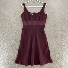 Tahari Vintage Dress Womens 8 Maroon Y2K Babydoll Scoop Neck Whimsigoth Bergdorf