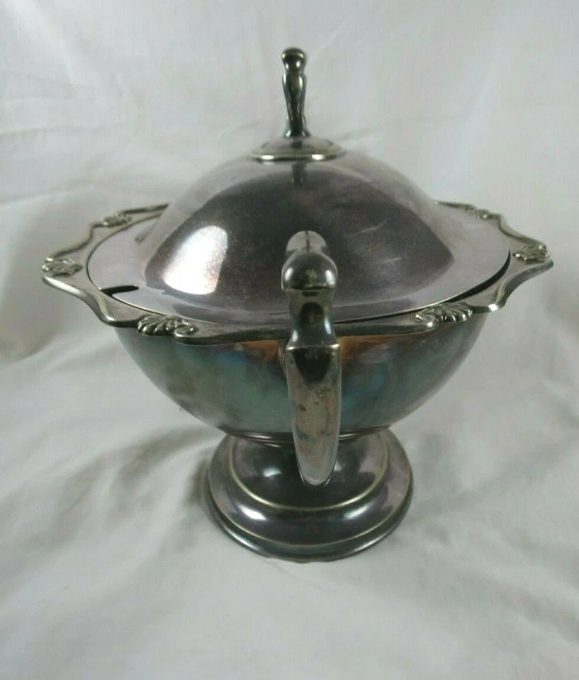 Tapa de puré Atkin Brothers plateada con patas 5994 W Batty Son Manchester Inglaterra Foto 2 de 4