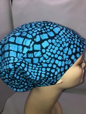 Euro Scrub Hat Batik Cobblestone Black Blue Surgical Cap CNOR CRNA  CORT MD Chef