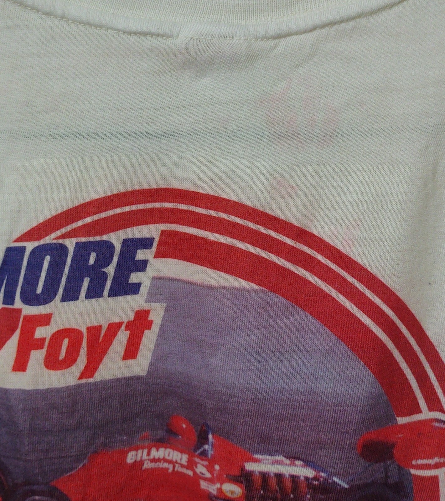 VTG 1977 AJ Foyt 4 Time Indy Winner Gilmore Racing Team Mayo Spruce T-SHIRT Sz M image 4