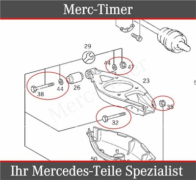 Original Mercedes SL R129 Federlenker Querlenker Schrauben Muttern  