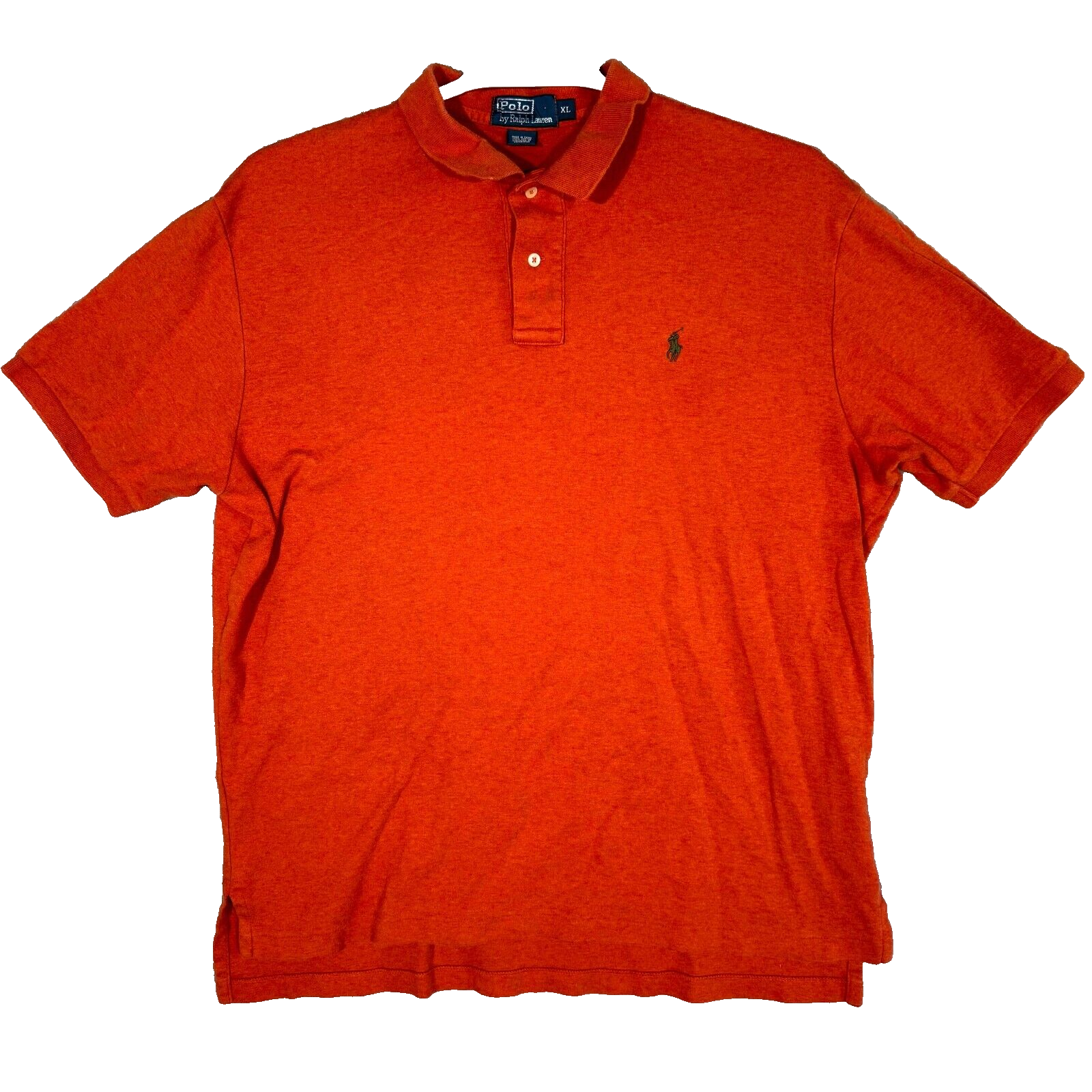 PONY Polo Ralph Lauren camicia uomo XL arancione manica corta vestibilità classica cotone M1235