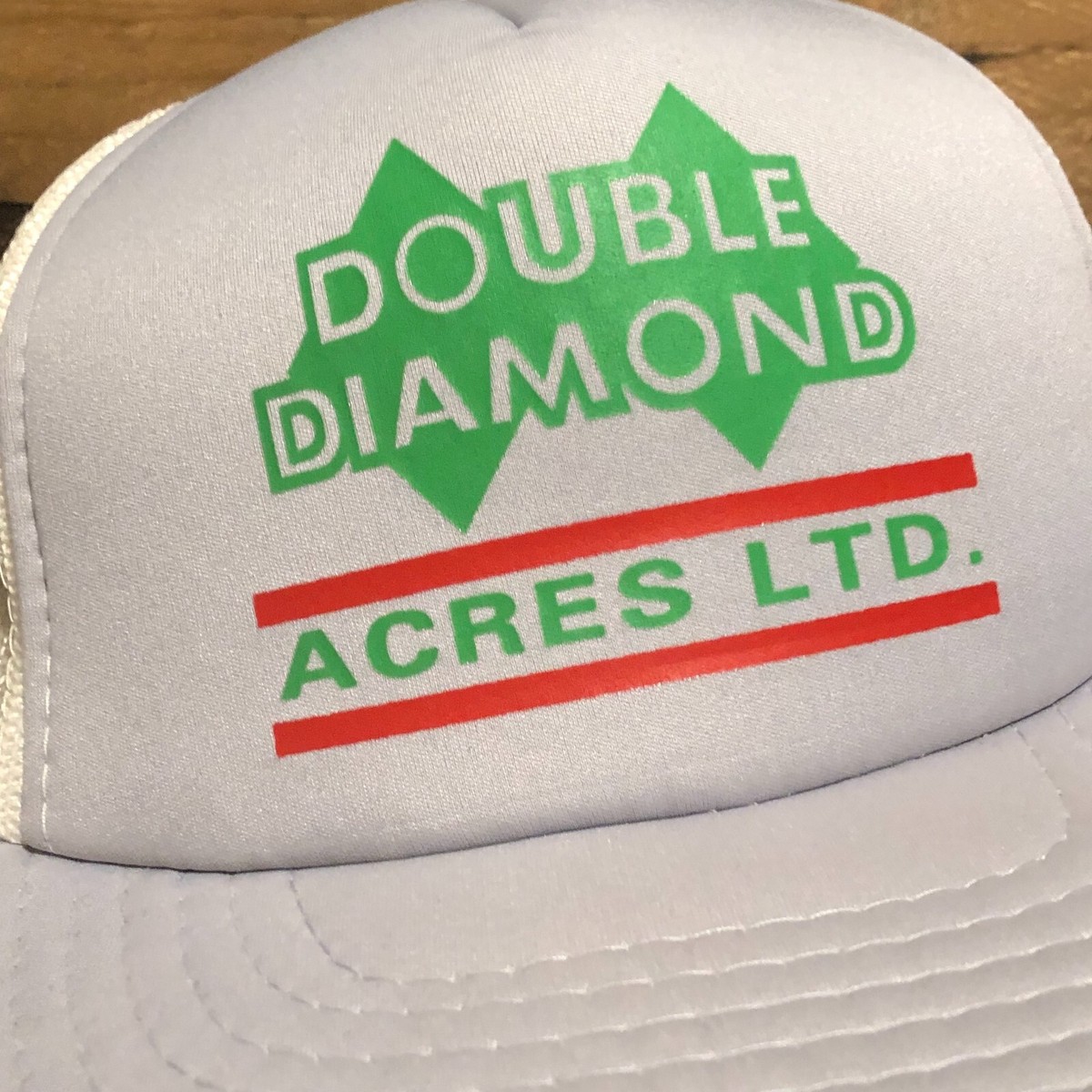 VTG Double Diamond Farms Hat Snapback Trucker Cap Mens Gray Ontario Canada READ View 3