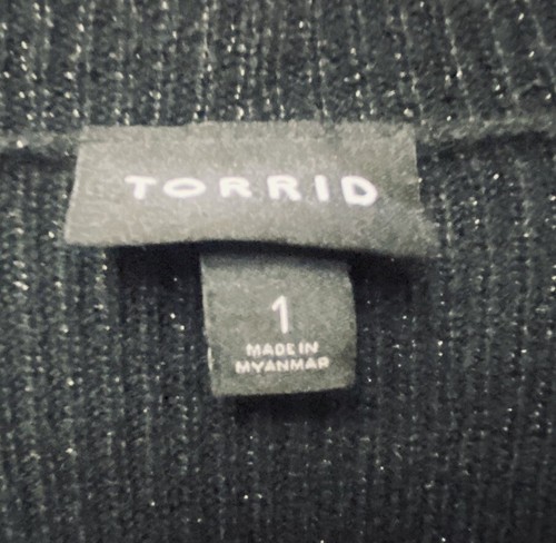 Torrid Women's Black/silver Metallic Knit Lorex Open Front Cardigan Size 1 - Bild 4 von 10