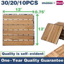 10PCS 12x12 Acacia Wood Deck Tiles Stripe Pat...