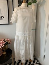 ASOS White cotton embroidery anglais thick structured maxi summer dress