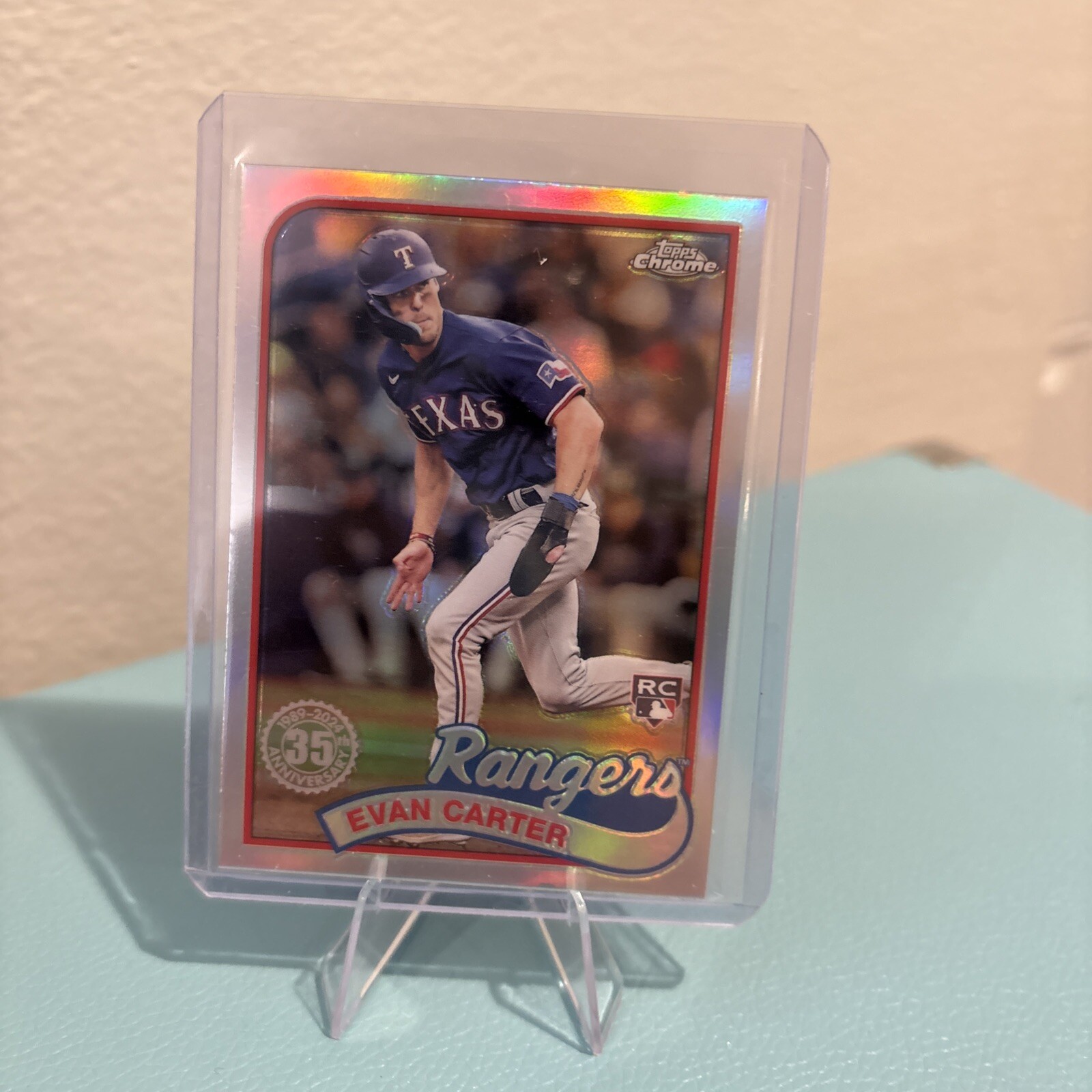 2024 Topps Chrome Evan Carter Rookie RC 1989 Throwback Refractor 89CB-13 Rangers