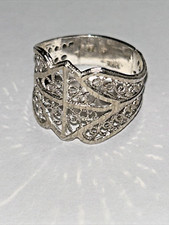 STERLING SILVER 925 FILIGREE WIDE BAND RING SIZE 8