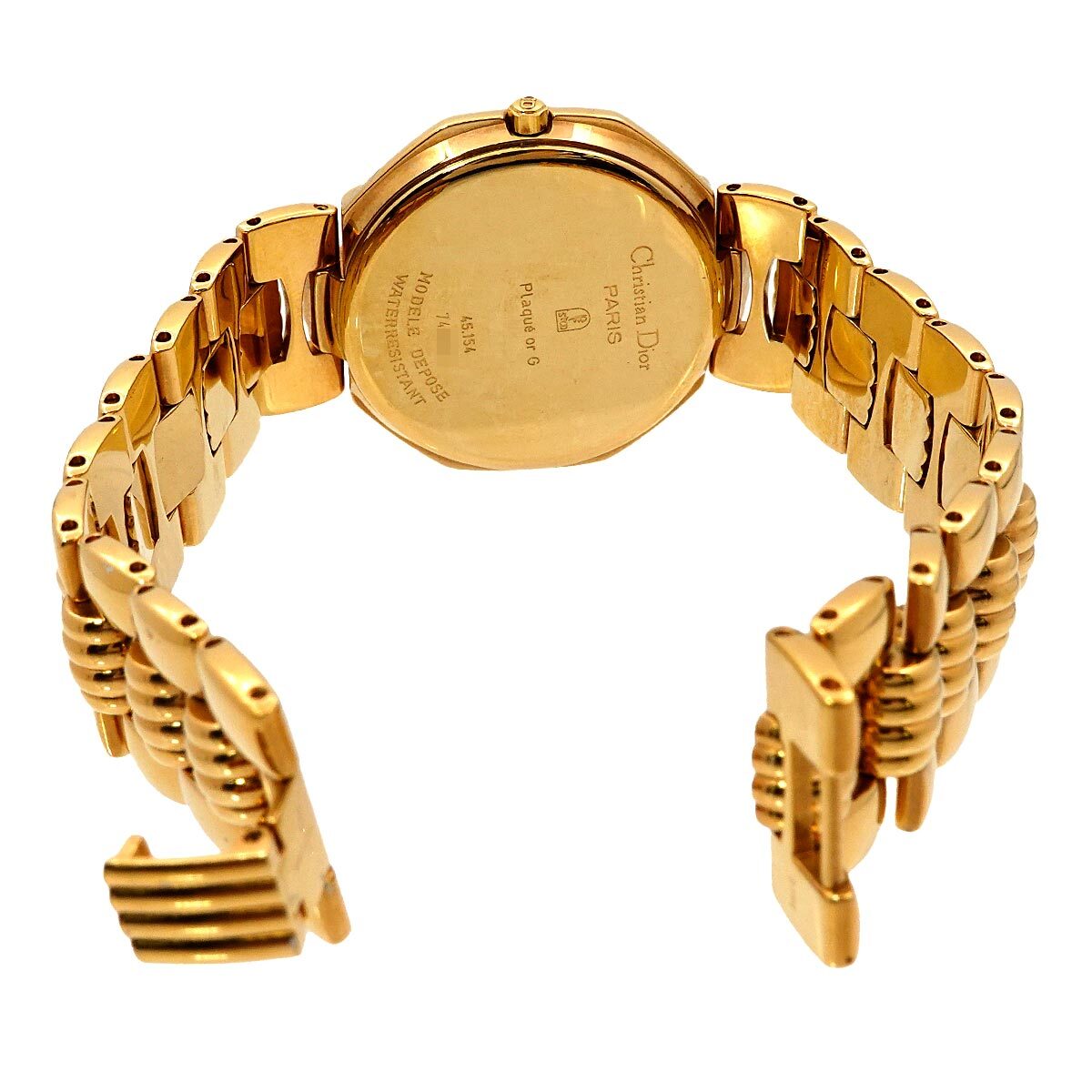 Christian Dior Depose 45.154 Quartz Date Gold Dial Mens Watch