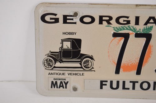 Placa de matrícula de vehículo antiguo Georgia Hobby 2004 etiqueta condado de Fulton 77314 metal - Imagen 2 de 5