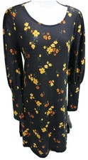 Small Signature Studio Sweater Shift Dress Black Fall Floral