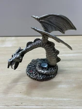 Vintage 1988 Hudson Fine Pewter Dragon 4671 Protecting Treasure Gems
