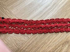 Bright Red French Vintage Guipure Lace Gimp Trim 220" 7/8" Wide