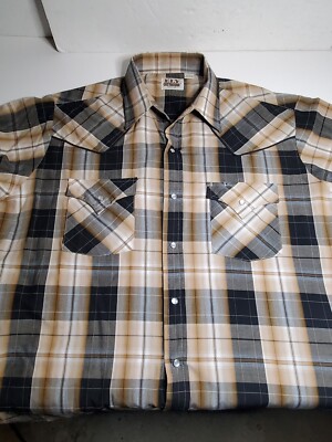 VTG ELY CATTLEMAN Men's Long Sleeve Western Wear Shirt Size L Pear Snap Button