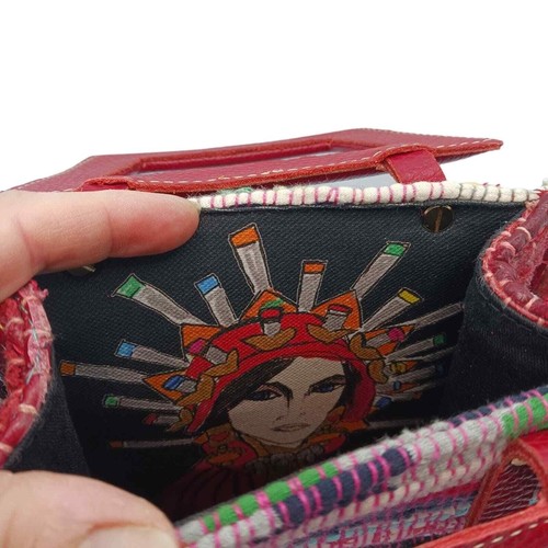 Kooreloo Womens Handbag Crossbody Adjustable Leather Woven Red Pink Boho NWOT - Picture 8 of 10