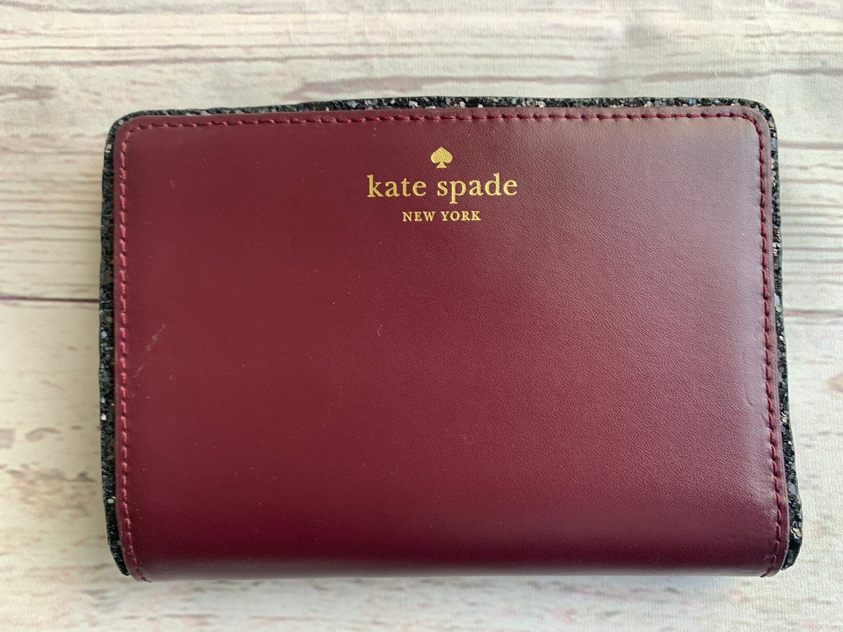 【激レアスタンプ有り】forme long wallet burgundy Kate Spaze Burgundy Bifold Wallet with glitter detail | eBay