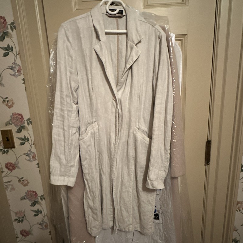 Peruvian Connection Hayden duster, trench coat, sand ,Size 8 , Euc