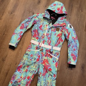 OOSC Ski Suit Snowsuit One Piece Snow Bib retro Retro Snowboard Womens Medium