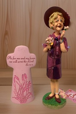 Resin Figurines Foxy Ladies Lilith 9 Wobbler & Pink Cross We Will Serve The Lord