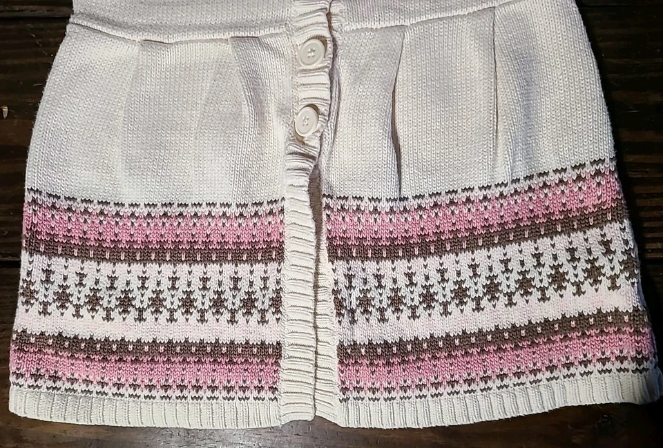 Mossimo Supply Childs Large Babydoll Button Sweater Pink Brown Cream Fair Isle - Image 4 of 4