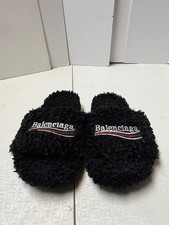 Balenciaga Black Fur Slides Size U.S. 8, EU 41