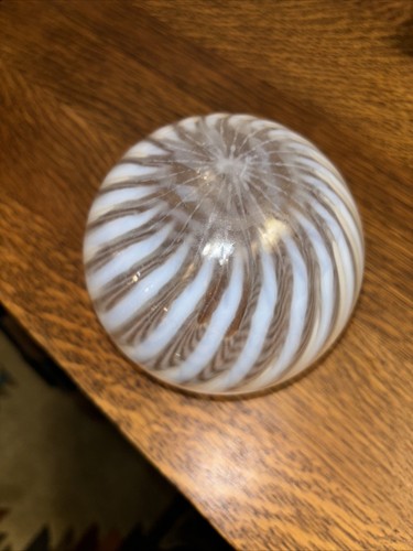 Antique Opalescent Swirl Globe Victorian Glass Fixture Lamp Shade - Picture 8 of 9