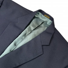 VTG Stafford Men s Wool Blend Gold Buttons 2-Button Blazer Navy Blue 48L